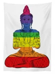 Sitting Rainbow Meditation Design Printed Tablecloth Home Decor
