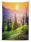 Golf Spring Sunset Design Printed Tablecloth Home Decor