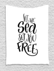Summer Vacation Phrase Let The Sea Pattern Printed Wall Tapestry