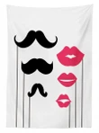 Mustached Lips Motifs Design Printed Tablecloth Home Decor