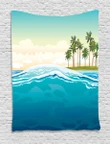 Ocean Holiday Landscape Palm Tree Pattern Printed Wall Tapestry