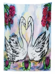 Two White Swans In Lake Design Printed Tablecloth Home Decor