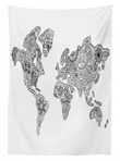 Floral Continents Map Design Printed Tablecloth Home Decor