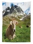 Alpine Mountain Milk Cow Design Printed Tablecloth Home Decor