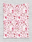Valentine Hearts Arrow On White Pattern Printed Wall Tapestry