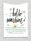 Sunset Scene Words Hello Sunshine Pattern Printed Wall Tapestry