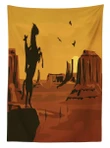 Sunset Scene And Cowboy Design Printed Tablecloth Home Decor