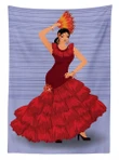 Dance Pose Spanish Lady Design Printed Tablecloth Home Decor