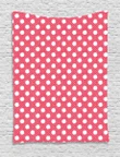 Retro Fluff Motifs Spotted On Red Pattern Printed Wall Tapestry