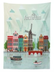 Colorful Houses Waterside Design Printed Tablecloth Home Decor