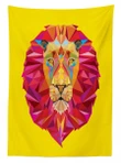 Geometric Lion Face Yellow Design Printed Tablecloth Home Decor