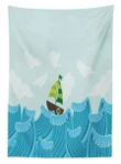 Sailing Boat On The Sea Design Printed Tablecloth Home Decor