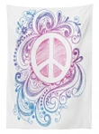 Peace Sign And Swirls Design Printed Tablecloth Home Decor