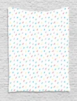 Colorful Tiny Raindrops On White Pattern Printed Wall Tapestry