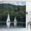 Sailboats On A Lake Forest Pattern Printed Shower Curtain Home Decor