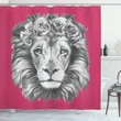 Wild Animal Floral Wreath Pattern Printed Shower Curtain Home Decor