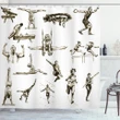 Summer Sports Athlete Pose Pattern Printed Shower Curtain Home Decor