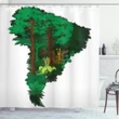 Botanic Continent Map Printed Shower Curtain Home Decor