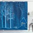 Winter Scenery With Show House In Night Pattern Printed Shower Curtain Home Decor