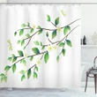 Flower And Dragonflies Green Pattern Printed Shower Curtain Home Decor