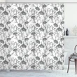 Blooming Flowers Buds Art Pattern Printed Shower Curtain Home Decor