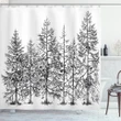 Seasonal Pine Tree Landscape Pattern Printed Shower Curtain Home Decor