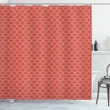 Wavy Lines Oval Curvy Red Pattern Printed Shower Curtain Home Decor