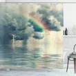 Romantic Water Drops Rainbow Pattern Printed Shower Curtain Home Decor