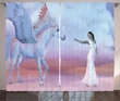 Dreamy Lady And Angel Horse Printed Window Curtain Door Curtain