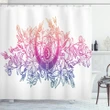 Lily Flowers And Crescent Pattern Printed Shower Curtain Home Decor