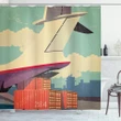 Vintage Air Cargo Plane Pattern Printed Shower Curtain Home Decor