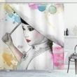 Lady Splash Style Watercolor Pattern Printed Shower Curtain Home Decor