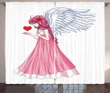 Angel Holding A Red Heart Printed Window Curtain Door Curtain