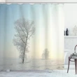 Frozen Tree Morning Sun Pattern Printed Shower Curtain Home Decor