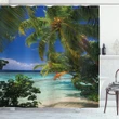 Maldives Palms Sky Beach Pattern Printed Shower Curtain Home Decor