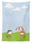 Boy And Girl In The Rain 3d Printed Tablecloth Home Decoration