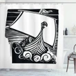 Viking Longboat On Waves Shower Curtain Shower Curtain