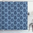 Blue Monochrome Tribal Ornate Shower Curtain Shower Curtain