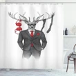 Womanizer Deer In Suit Art Shower Curtain Shower Curtain