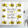 Love Text And Happy Bees Shower Curtain Shower Curtain