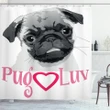 Pug Love Image Grey Shower Curtain Shower Curtain