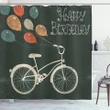 Bike Ballons Happy Birthday Shower Curtain Shower Curtain