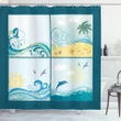 Maritime Themed Waves Shower Curtain Shower Curtain