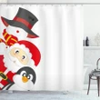Happy Santa Penguin Shower Curtain Shower Curtain