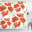 Doodle Poppies Shower Curtain Shower Curtain