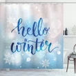 Hello Winter Words Snow Shower Curtain Shower Curtain