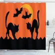 Crescent Cats And Bats Shower Curtain Shower Curtain