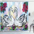 2 White Swans In Lake Shower Curtain Shower Curtain