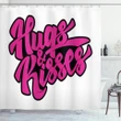 Hugs And Kisses Calligraphy Shower Curtain Shower Curtain