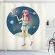 Girl With Stars In Space Shower Curtain Shower Curtain
